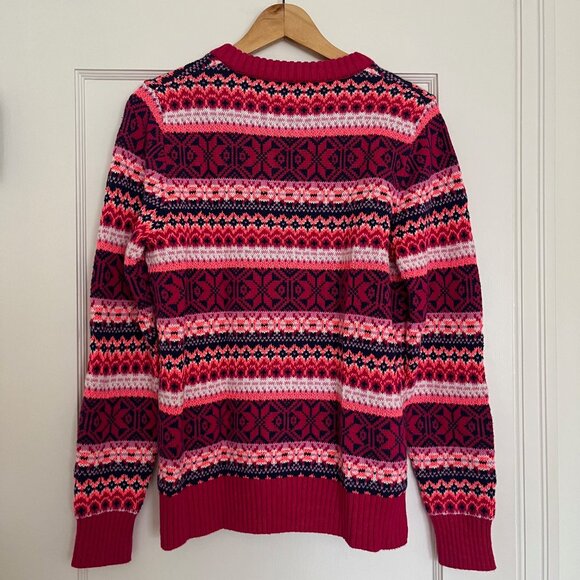 J. Crew Cotton Pink Fair Isle Crewneck Sweater | Size Small - Picture 4 of 6